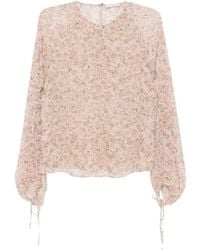 Kristina Ti - Blouse Fleurie À Poignets Noués - Lyst