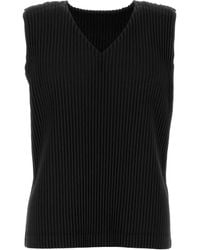 Homme Plissé Issey Miyake - Pleated V-Neck Tank Top - Lyst