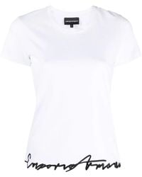 Emporio Armani - T-Shirt En Coton À Logo Brodé - Lyst