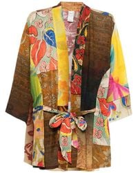 120% Lino - Floral-Print Kimono - Lyst