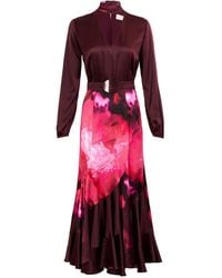 Silvia Tcherassi - Jailyn Floral-Print Belted Midi Dress - Lyst