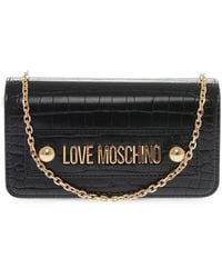 Love Moschino - Crocodile-Effect Logo-Emebllished Shoulder Bag - Lyst