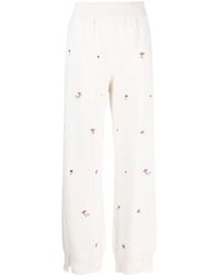 Barrie - Floral-Embroidery Cashmere Trousers - Lyst