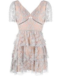 Self-Portrait - Floral-embroidered Tulle Dress - Lyst