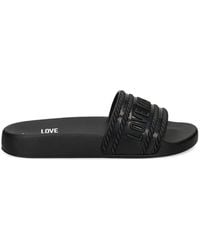 Love Moschino - Logo-Embossed Slides - Lyst
