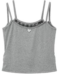Izzue - Heart-Plaque Layered Top - Lyst