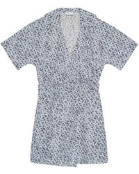 Ganni - Floral-Print Wrap Minidress - Lyst