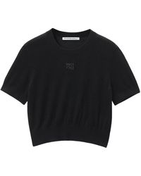 Alexander Wang - Gebreid T-Shirt Met Logo-Reliëf - Lyst