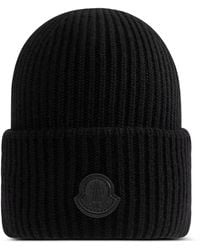 Moncler - Geribbelde Muts Met Logopatch - Lyst