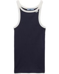 Prada - Ribbed-Knit Contrast-Trim Top - Lyst