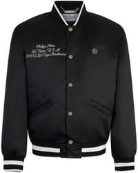 Philipp Plein - Shiny Satin Varsity Bomber Signature Las Vegas - Lyst