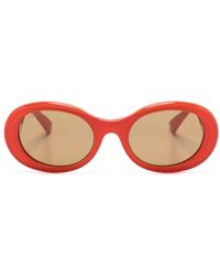 Gucci - Ovale Sonnenbrille mit bedruckten Gläsern - Lyst