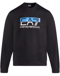 EA7 - Logo-print Cotton Sweatshirt - Lyst
