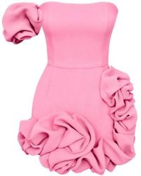 POST MERIDIEM - Abito Corto Monospalla Con Ruches - Lyst