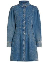 KARL LAGERFELD - Puff-Sleeve Denim Mini Dress - Lyst