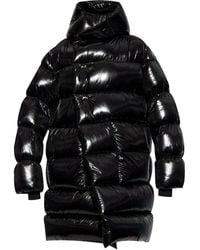 Rick Owens - Manteau De Superposition Noir Rembourré En Duvet À Capuche - Lyst