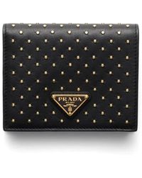 Prada - Studded Rectangle Leather Wallet - Lyst