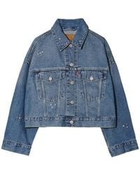 Levi's - Crystal-Embellished Cropped Denim Jacket - Lyst