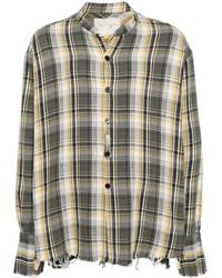 Greg Lauren - Raw-cut Hem Plaid Cotton Shirt - Lyst