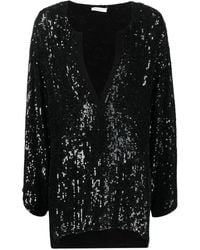 P.A.R.O.S.H. - Long-Sleeve Sequin Blouse - Lyst