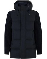 Herno - Knitted-Sleeve Hooded Jacket - Lyst