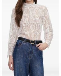 Self-Portrait - Top Met Gewelfde Afwerking Van Kant - Lyst