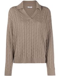 Peserico - Cable-knit Wool-blend Polo Jumper - Lyst