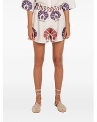 Greek Archaic Kori - Mini Peacock Embroidered Shorts - Lyst