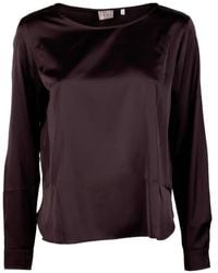 Emme - Satin-Finish Long-Sleeve Blouse - Lyst