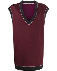 Marni Camiseta sin mangas con cuello en V oversize - Rojo