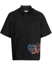 Off-White c/o Virgil Abloh - Short Sleeved Shirt With Graffiti Embroidery - Lyst