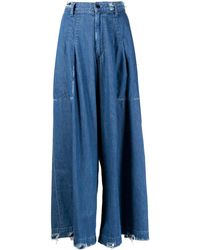 Y's Yohji Yamamoto Cropped Wide-leg Jeans - Blue