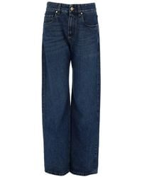 Brunello Cucinelli - Wide-Leg Cotton Denim Jeans Featuring A Faded Effect And Monili Trim - Lyst