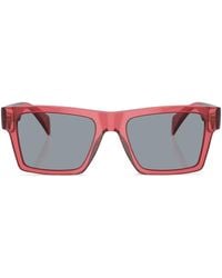 Versace - Eckige Sonnenbrille Mit Logo-Schild - Lyst