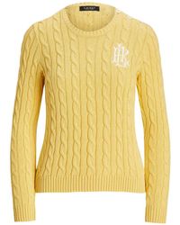 Ralph Lauren - Cable-Knit Embroidered Sweater - Lyst