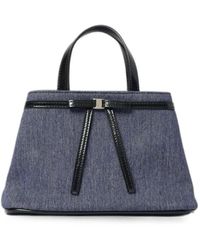 Ferragamo - Bow-Detail Denim Shoulder Bag - Lyst