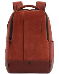 Piquadro - Zaino Effetto Pelle Scamosciata Con Inserti - Lyst