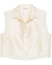 Sandro - Cropped Shirt With Lace Details - Lyst