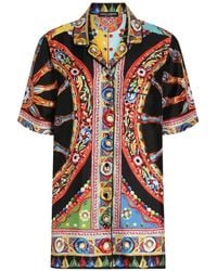 Dolce & Gabbana - Carretto-Print Silk Twill Vanity Shirt - Lyst