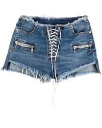 Unravel Project - Lace-Up Denim Shorts - Lyst