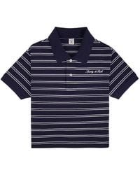 Sporty & Rich - Logo-Embroidered Striped Polo Shirt - Lyst