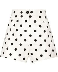 Dolce & Gabbana - Shorts Mit Hohem Bund Aus Baumwolle Punkteprint - Lyst