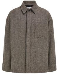 Ferragamo - Herringbone Long-Sleeve Shirt Jacket - Lyst