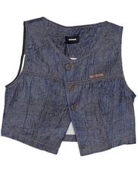 we11done - Crinkled-Finish Denim Top - Lyst