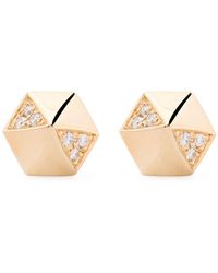 Harwell Godfrey - 18kt Yellow Gold Pyramid Diamond Stud Earrings - Lyst