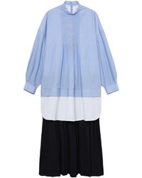 Enfold - Pinstripe-print Layered Cotton Dress - Lyst