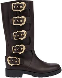 Love Moschino - Leren Laarzen Met Hartgesp - Lyst