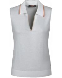Moorer - Shanqin-Cre Sleeveless Zip-Up Polo Shirt - Lyst