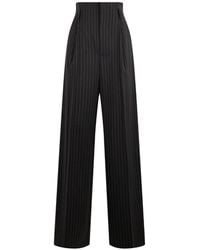 Alberta Ferretti - Pinstriped Wide-Leg Tailored Trousers - Lyst
