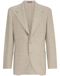 Brunello Cucinelli - Cashmere-Panama Deconstructed Blazer With Patch Pockets And Metal Buttons - Lyst